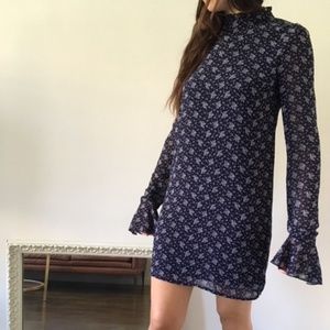 Turtleneck Long Sleeve Floral Dress